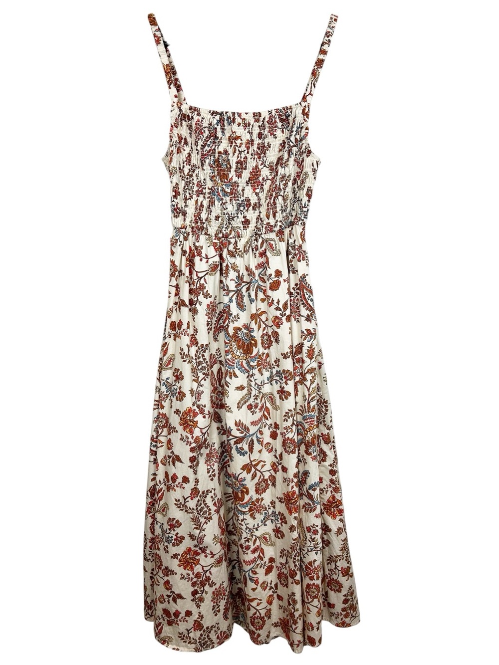 Old Navy Fit & Flare Sleeveless Cotton-Poplin Smocked-Bodice Midi Dress Medium